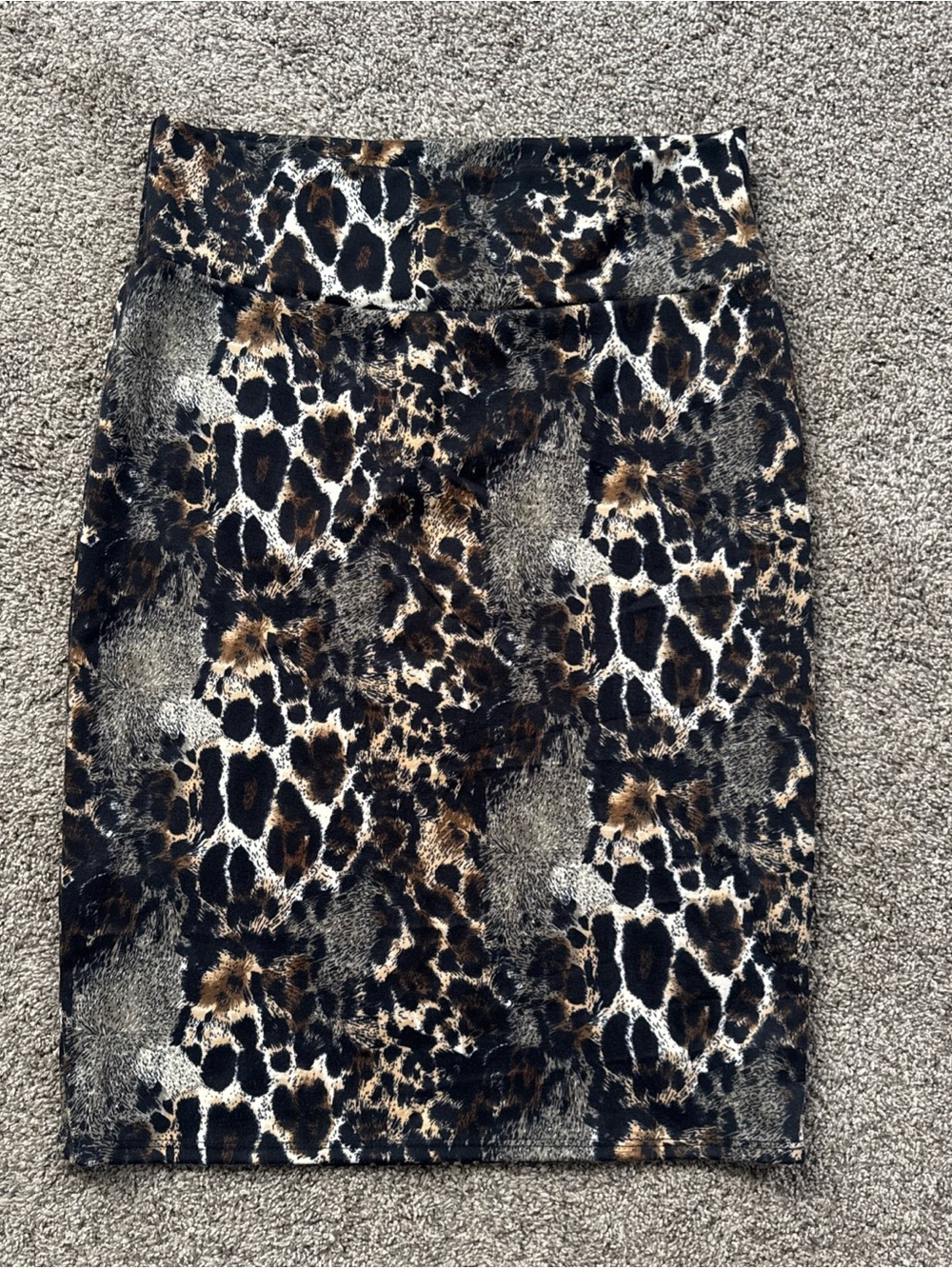 Lularoe Womens Large Leopard Print Stretchy Pencil MIDISkirt in Brown and Black